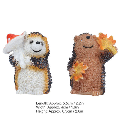 1 Pair Resin Hedgehog Ornament Micro Landscape Animal Decoration for Birthday Bedroom Study V1294-YM0523-3111210393811