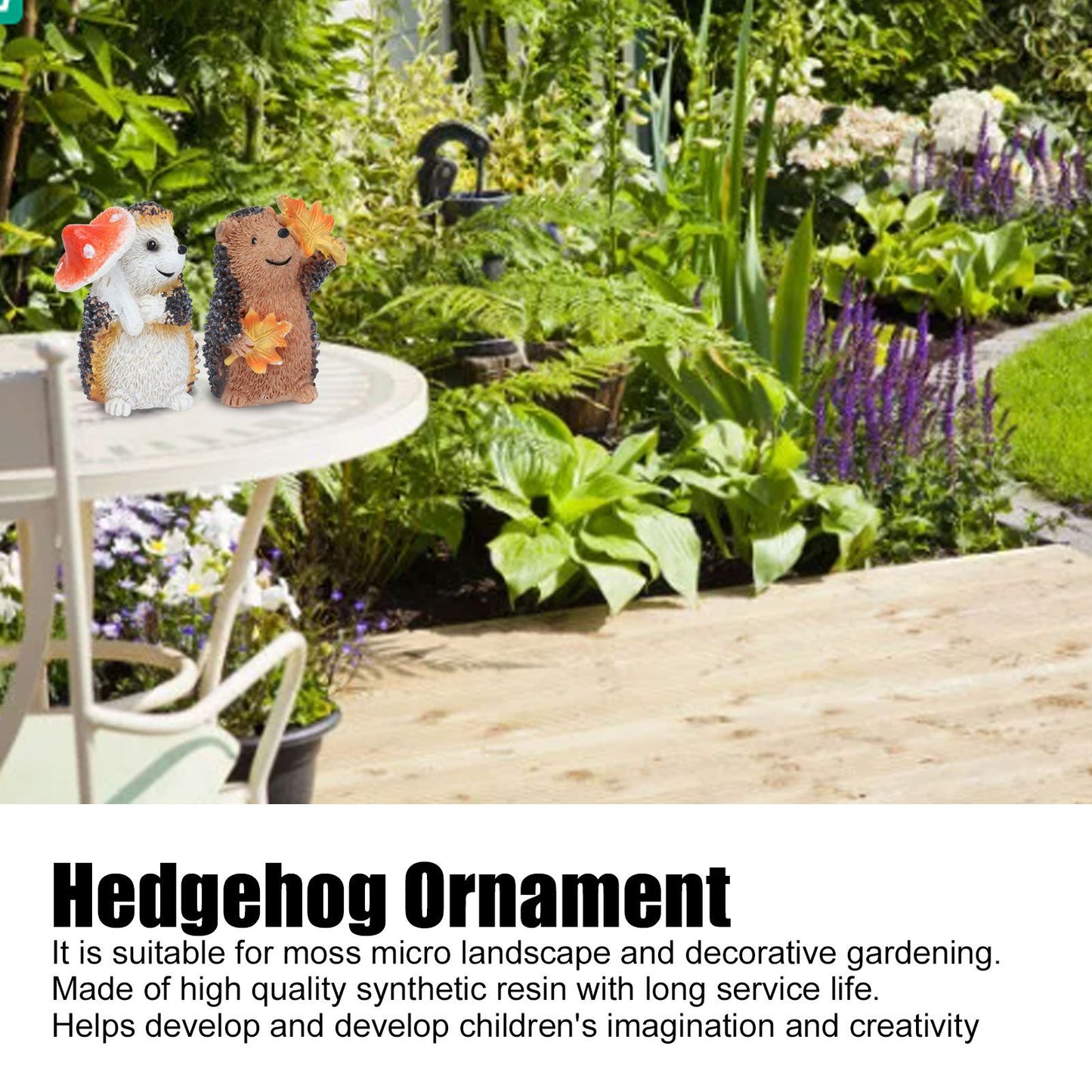 1 Pair Resin Hedgehog Ornament Micro Landscape Animal Decoration for Birthday Bedroom Study V1294-YM0523-3111210393811