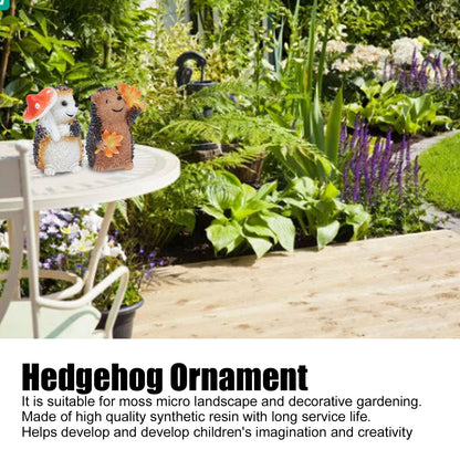 1 Pair Resin Hedgehog Ornament Micro Landscape Animal Decoration for Birthday Bedroom Study V1294-YM0523-3111210393811