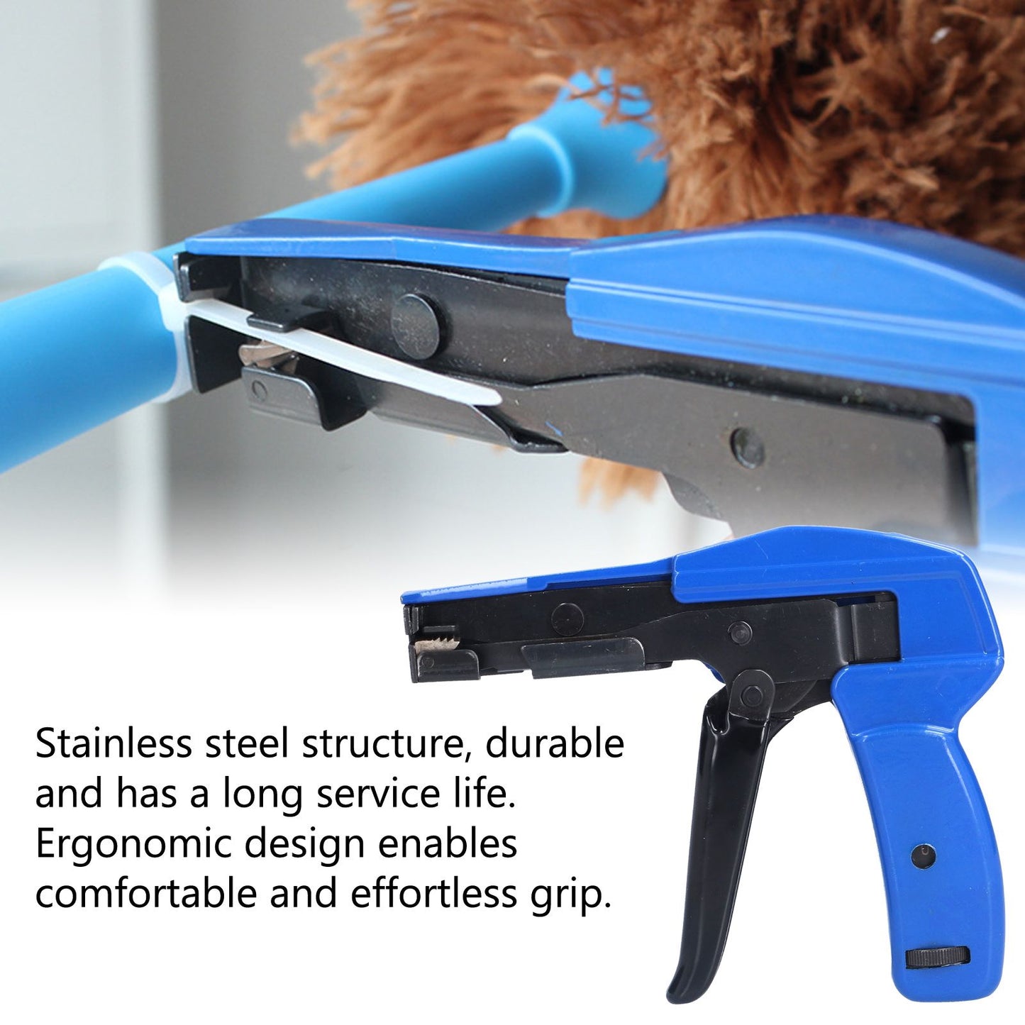 Cable Tie Gun Stainless Steel 2.2-4.8mm Auto Nylon Cutting Fastening Tool HS-600A V1294-YM0523-3111210394311