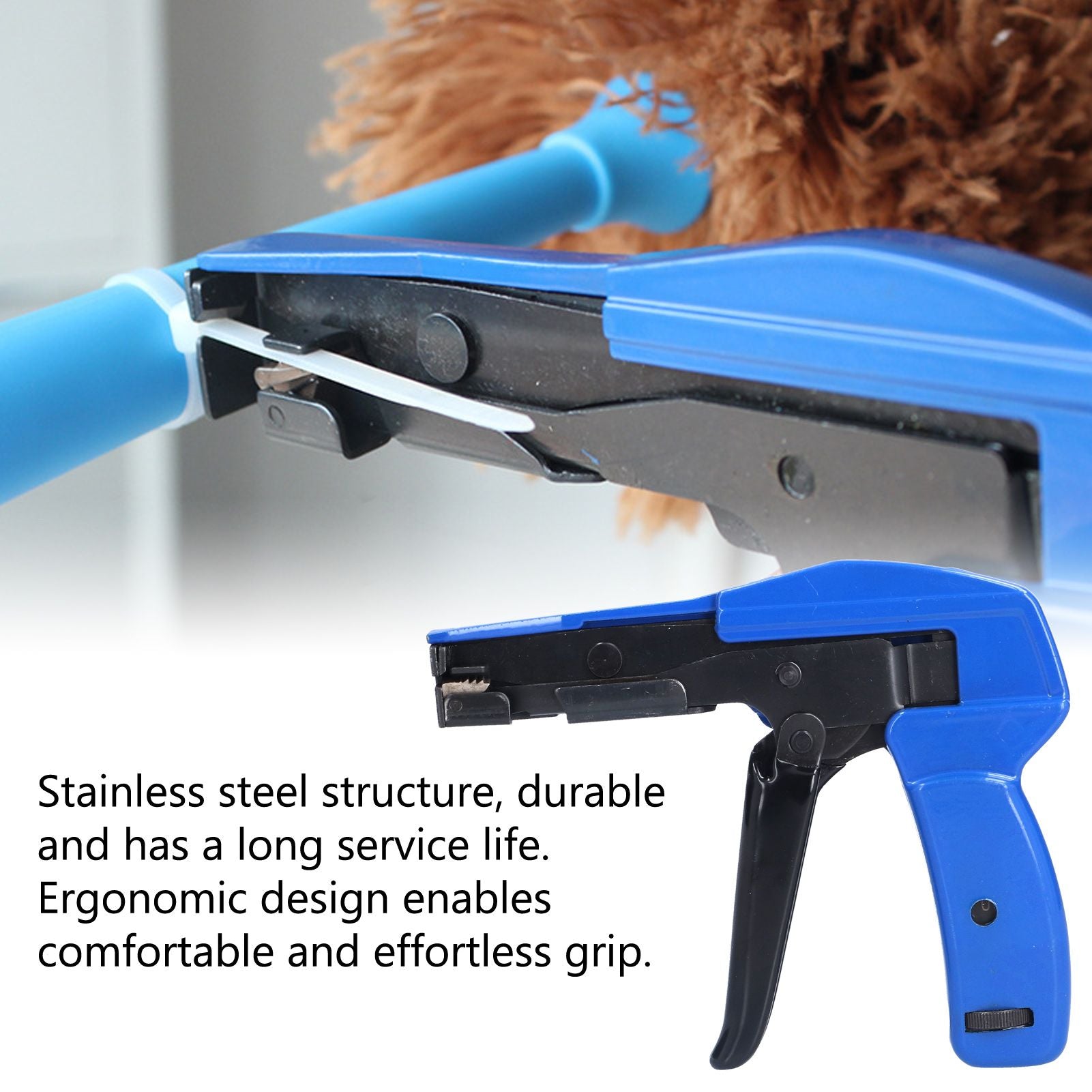 Cable Tie Gun Stainless Steel 2.2-4.8mm Auto Nylon Cutting Fastening Tool HS-600A V1294-YM0523-3111210394311