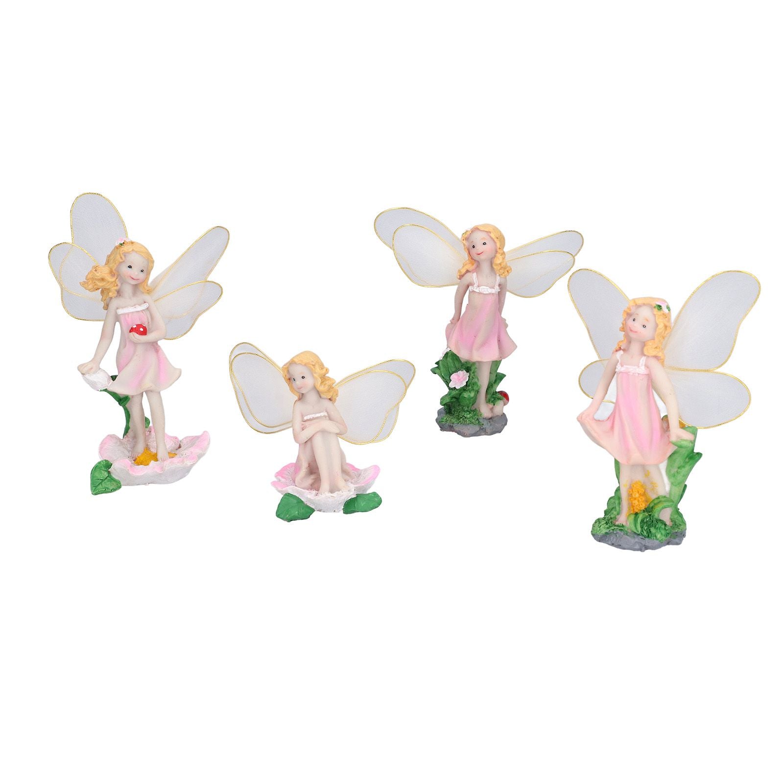 4Pcs Flower Fairies Figurines Statue Garden Home Ornament Resin Model Miniature Landscape Decor V1294-YM0523-3111210394411