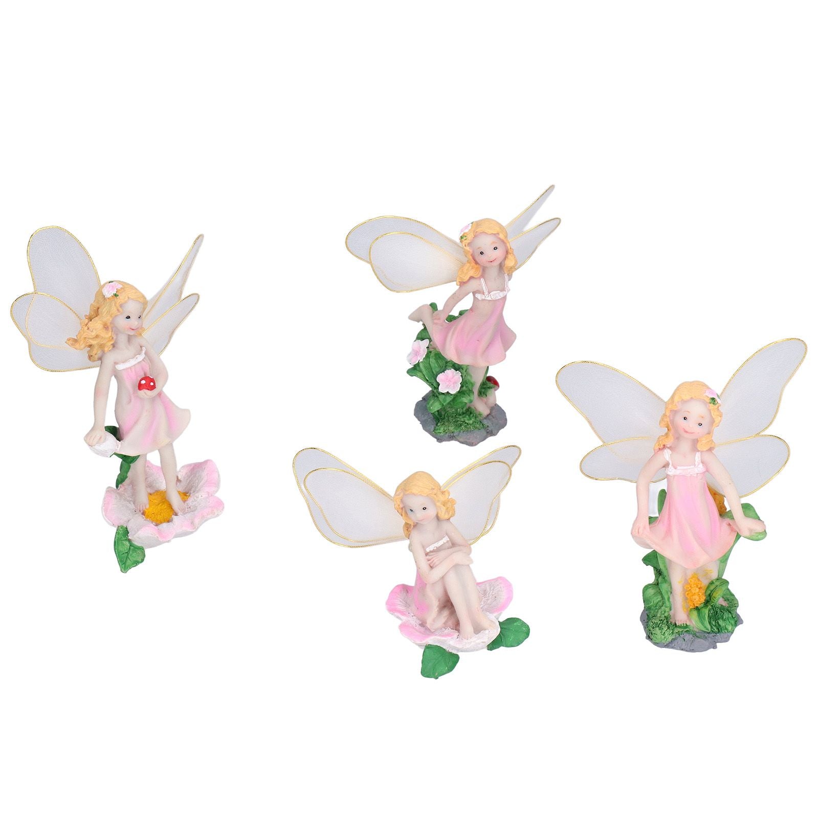 4Pcs Flower Fairies Figurines Statue Garden Home Ornament Resin Model Miniature Landscape Decor V1294-YM0523-3111210394411