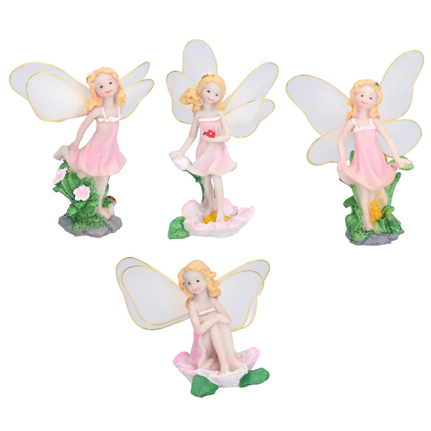 4Pcs Flower Fairies Figurines Statue Garden Home Ornament Resin Model Miniature Landscape Decor V1294-YM0523-3111210394411