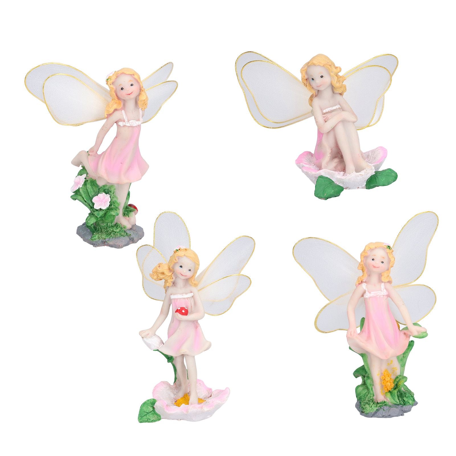 4Pcs Flower Fairies Figurines Statue Garden Home Ornament Resin Model Miniature Landscape Decor V1294-YM0523-3111210394411