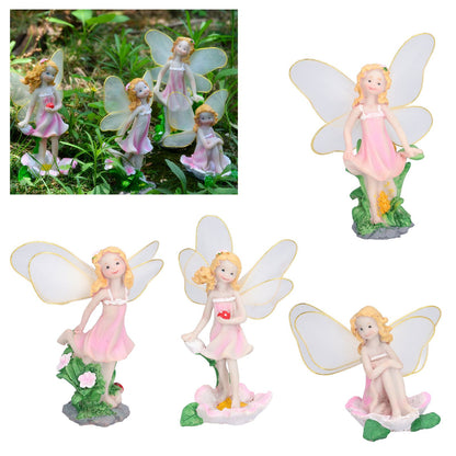 4Pcs Flower Fairies Figurines Statue Garden Home Ornament Resin Model Miniature Landscape Decor V1294-YM0523-3111210394411