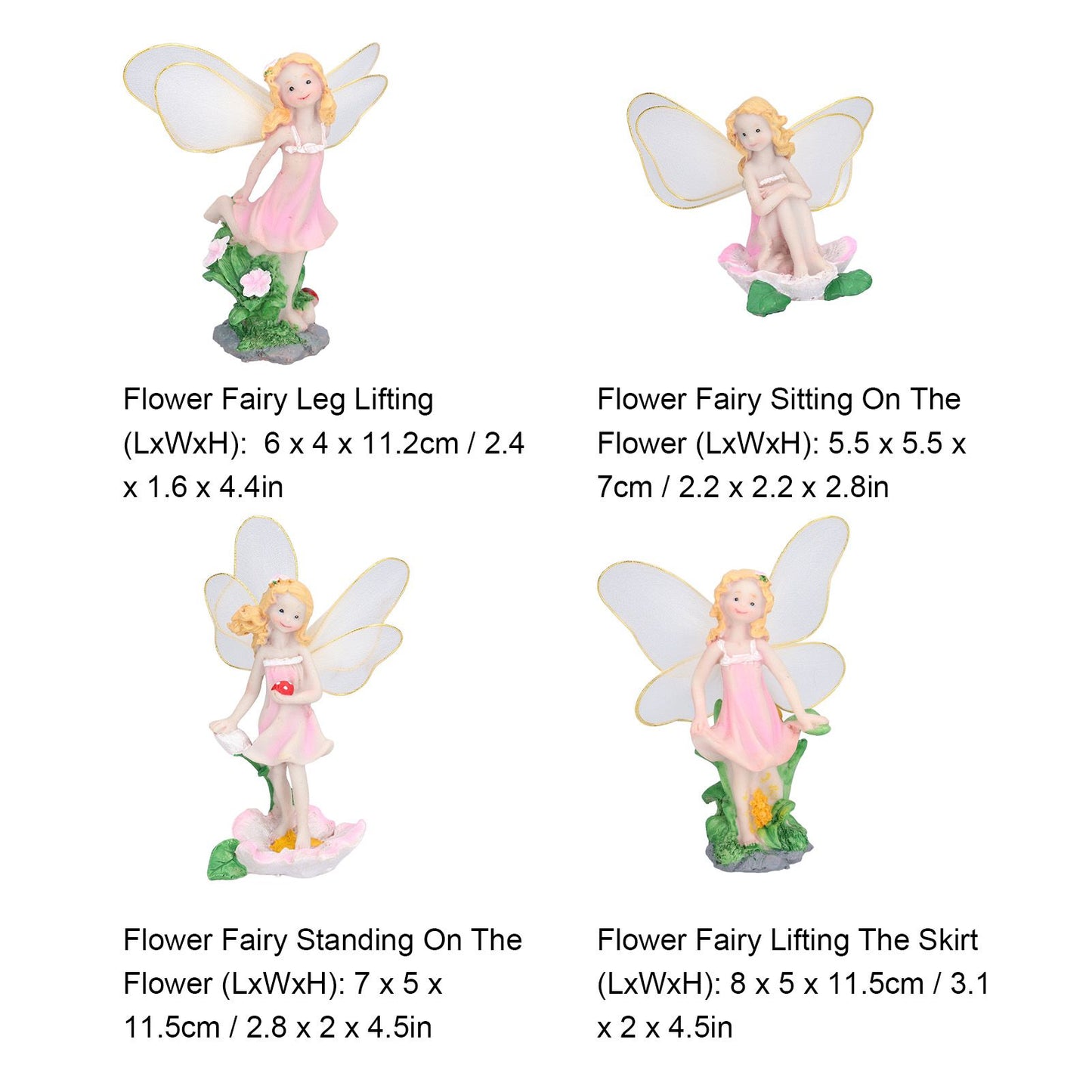 4Pcs Flower Fairies Figurines Statue Garden Home Ornament Resin Model Miniature Landscape Decor V1294-YM0523-3111210394411