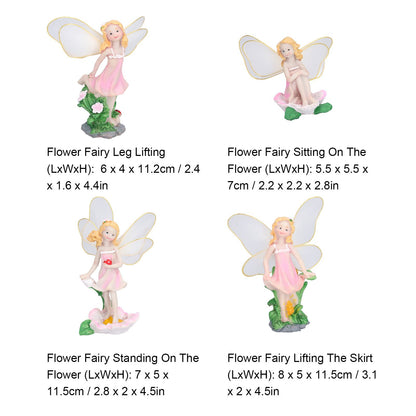 4Pcs Flower Fairies Figurines Statue Garden Home Ornament Resin Model Miniature Landscape Decor V1294-YM0523-3111210394411