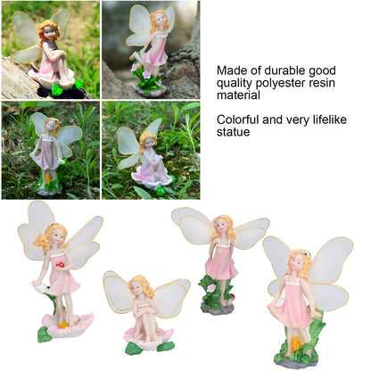 4Pcs Flower Fairies Figurines Statue Garden Home Ornament Resin Model Miniature Landscape Decor V1294-YM0523-3111210394411