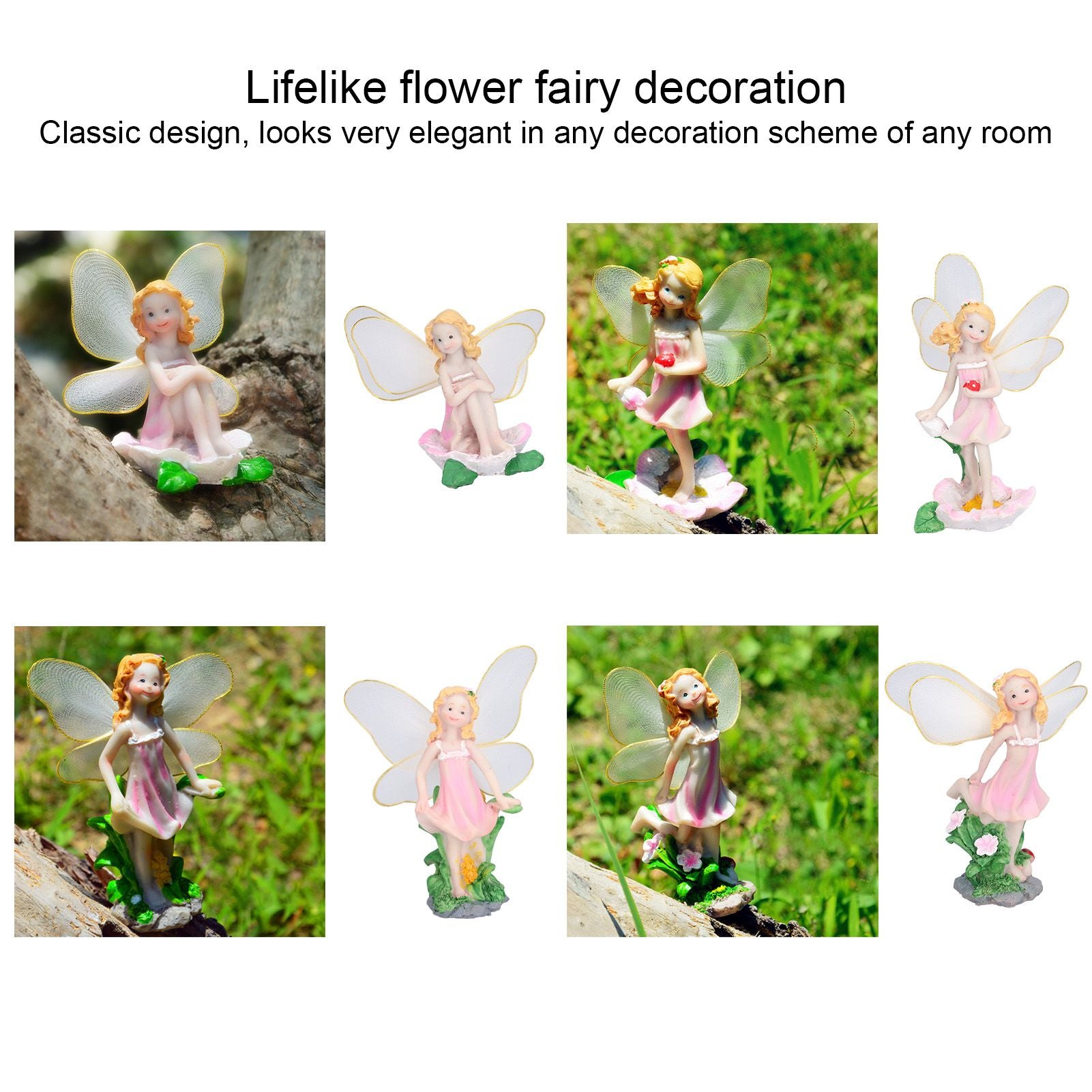 4Pcs Flower Fairies Figurines Statue Garden Home Ornament Resin Model Miniature Landscape Decor V1294-YM0523-3111210394411