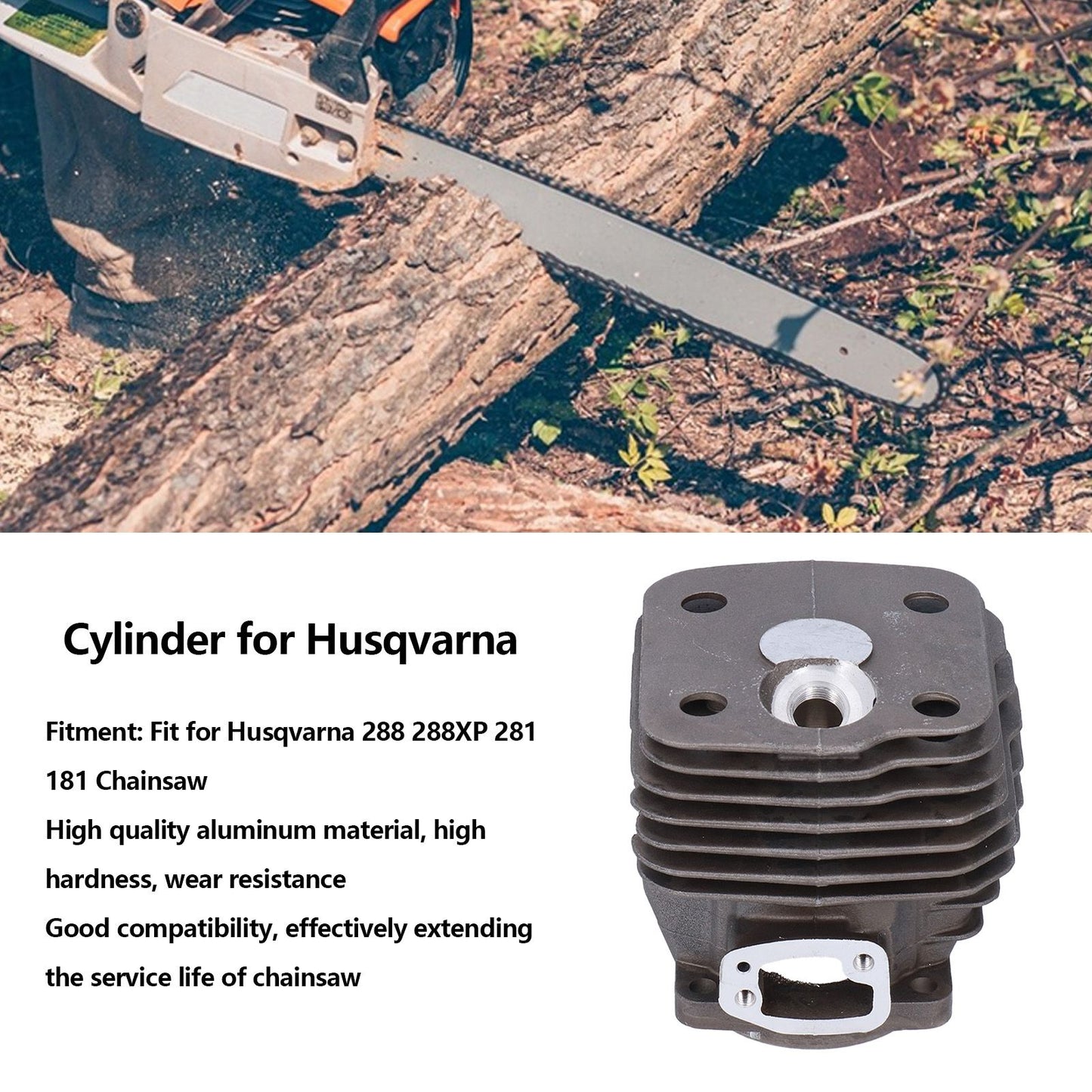 54mm Cylinder Piston Spark Plug Set Replacement Fit for Husqvarna 288 288XP 281 181 Chainsaw V1294-YM0523-3111210395111