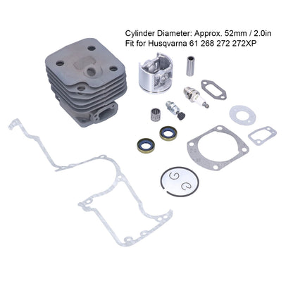 Chainsaw Cylinder Piston Kit Relief Valve Spark Plug 52mm Fit for Husqvarna 61 268 272 272XP V1294-YM0523-3111210396711