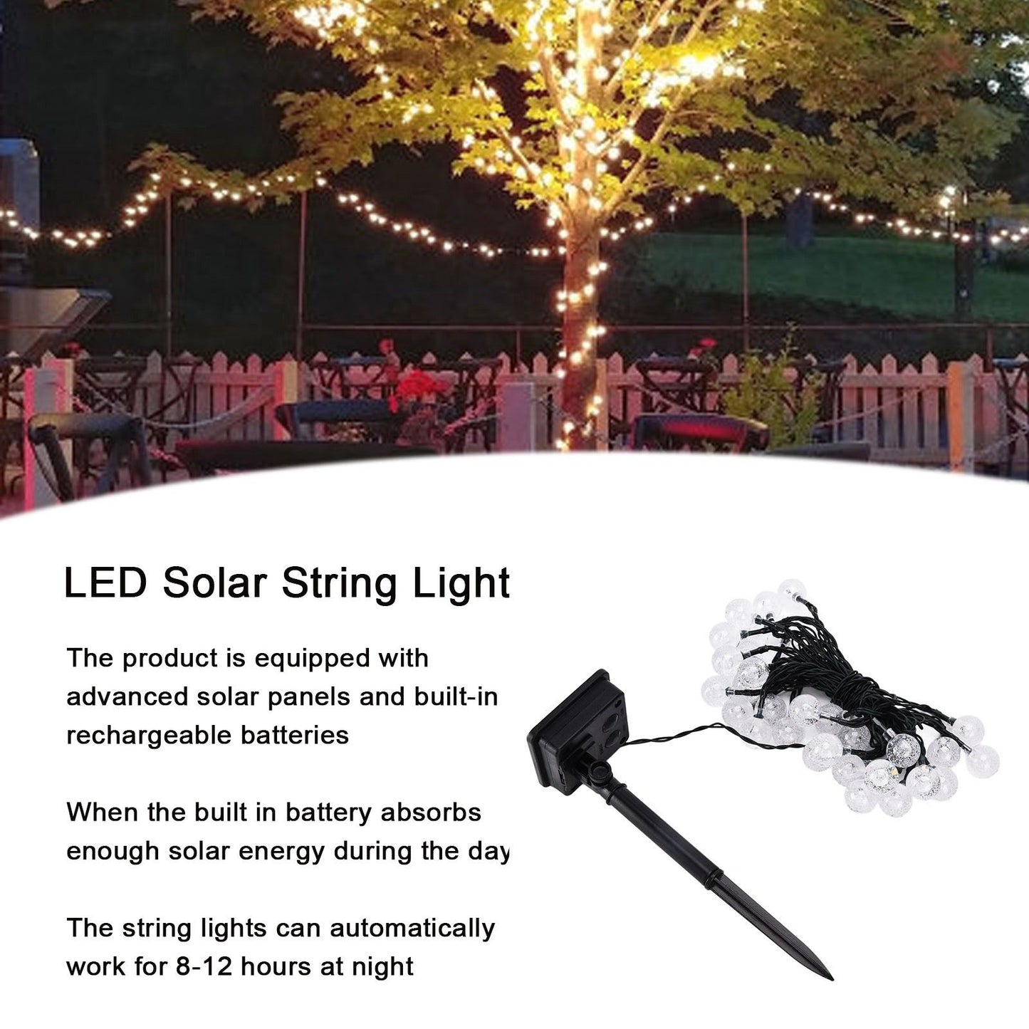 21ft 30LED Solar String Light Warm Waterproof Lamp String Light for Outdoor Yard Lawn Decor V1294-YM0523-3111210397711