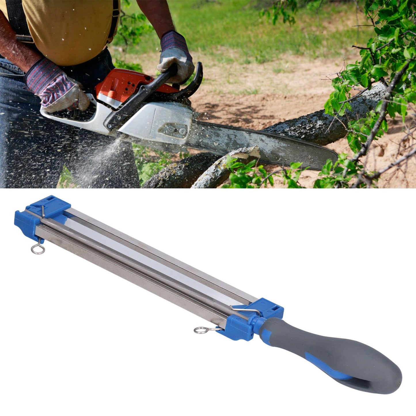 2 in 1 Chainsaw Sharpener Steel Chainsaw File 5/32 Inch Portable Easy Chain Saw Sharpener V1294-YM0523-3111210397811