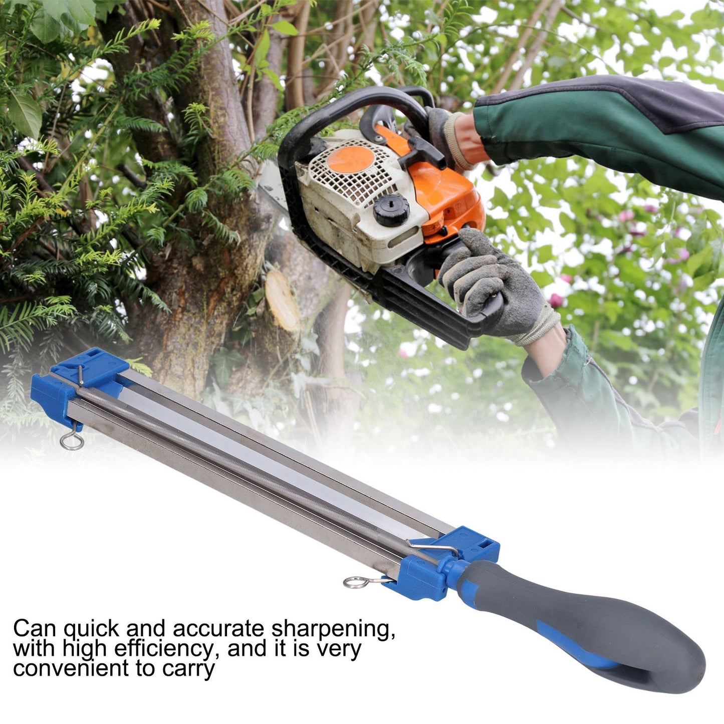 2 in 1 Chainsaw Sharpener Steel Chainsaw File 5/32 Inch Portable Easy Chain Saw Sharpener V1294-YM0523-3111210397811