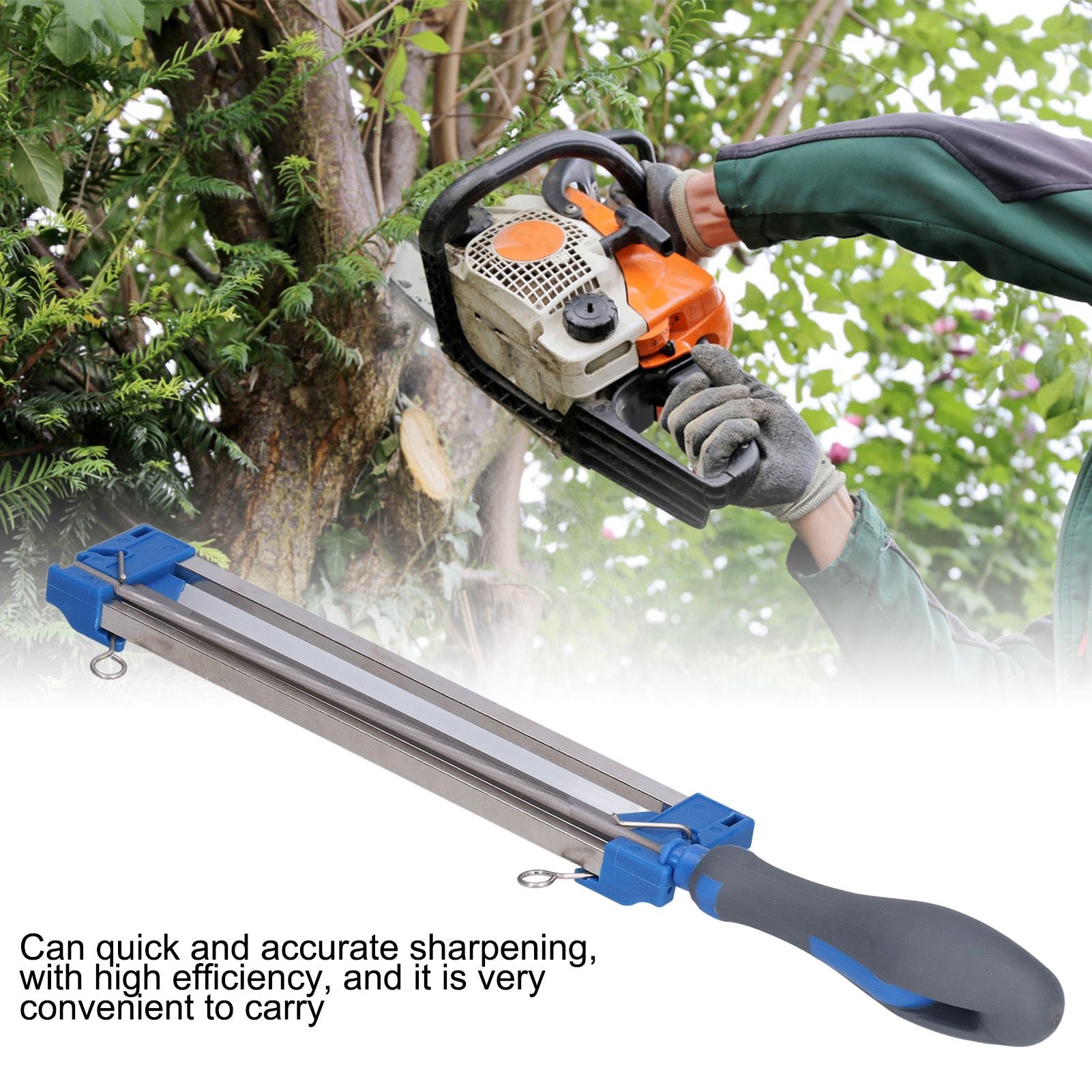 2 in 1 Chainsaw Sharpener Steel Chainsaw File 5/32 Inch Portable Easy Chain Saw Sharpener V1294-YM0523-3111210397811