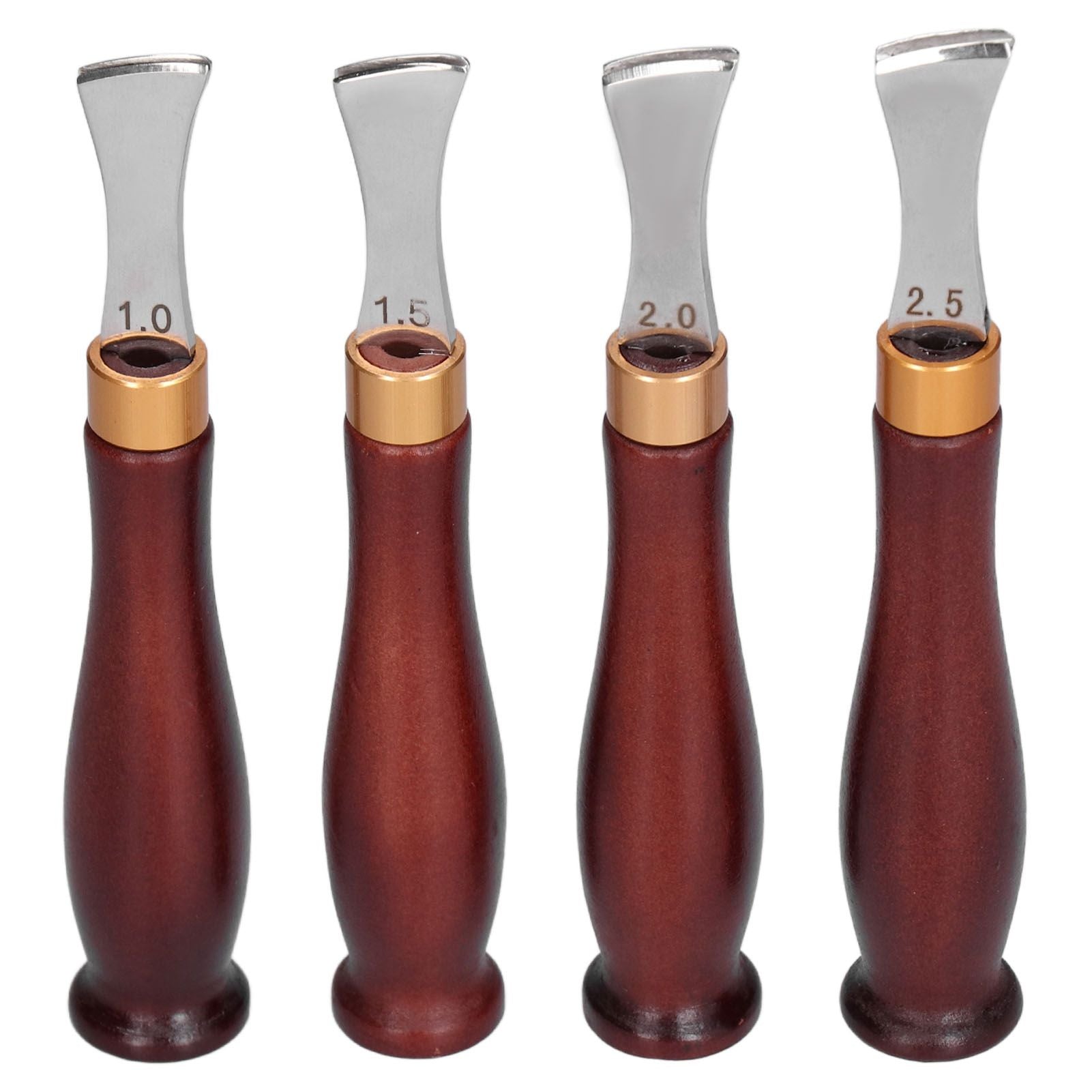 4pcs Leather Edgers Sharp Professional Trimming Working Kit with Wooden Handle for DIY Craft Leather Cutting V1294-YM0523-3111210398111