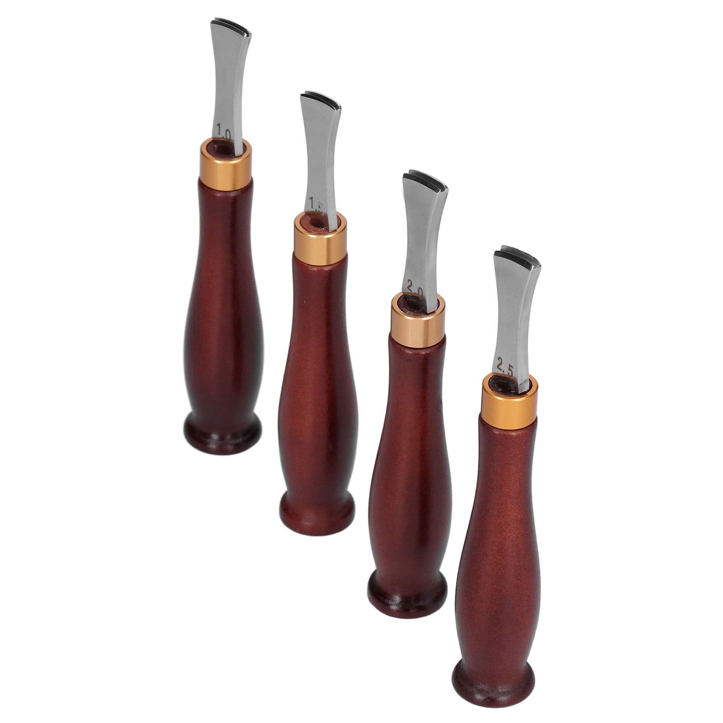 4pcs Leather Edgers Sharp Professional Trimming Working Kit with Wooden Handle for DIY Craft Leather Cutting V1294-YM0523-3111210398111