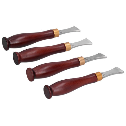 4pcs Leather Edgers Sharp Professional Trimming Working Kit with Wooden Handle for DIY Craft Leather Cutting V1294-YM0523-3111210398111
