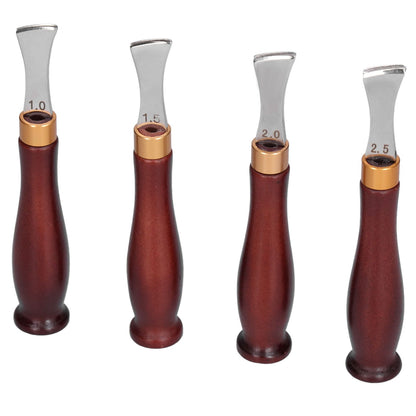 4pcs Leather Edgers Sharp Professional Trimming Working Kit with Wooden Handle for DIY Craft Leather Cutting V1294-YM0523-3111210398111