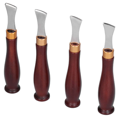 4pcs Leather Edgers Sharp Professional Trimming Working Kit with Wooden Handle for DIY Craft Leather Cutting V1294-YM0523-3111210398111