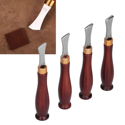 4pcs Leather Edgers Sharp Professional Trimming Working Kit with Wooden Handle for DIY Craft Leather Cutting V1294-YM0523-3111210398111