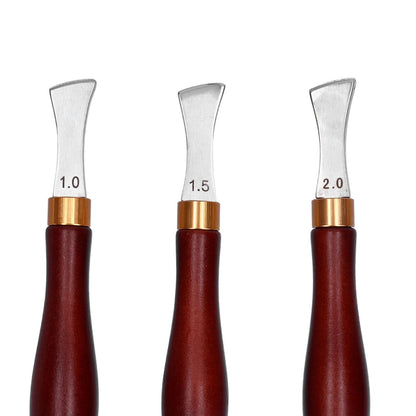 4pcs Leather Edgers Sharp Professional Trimming Working Kit with Wooden Handle for DIY Craft Leather Cutting V1294-YM0523-3111210398111