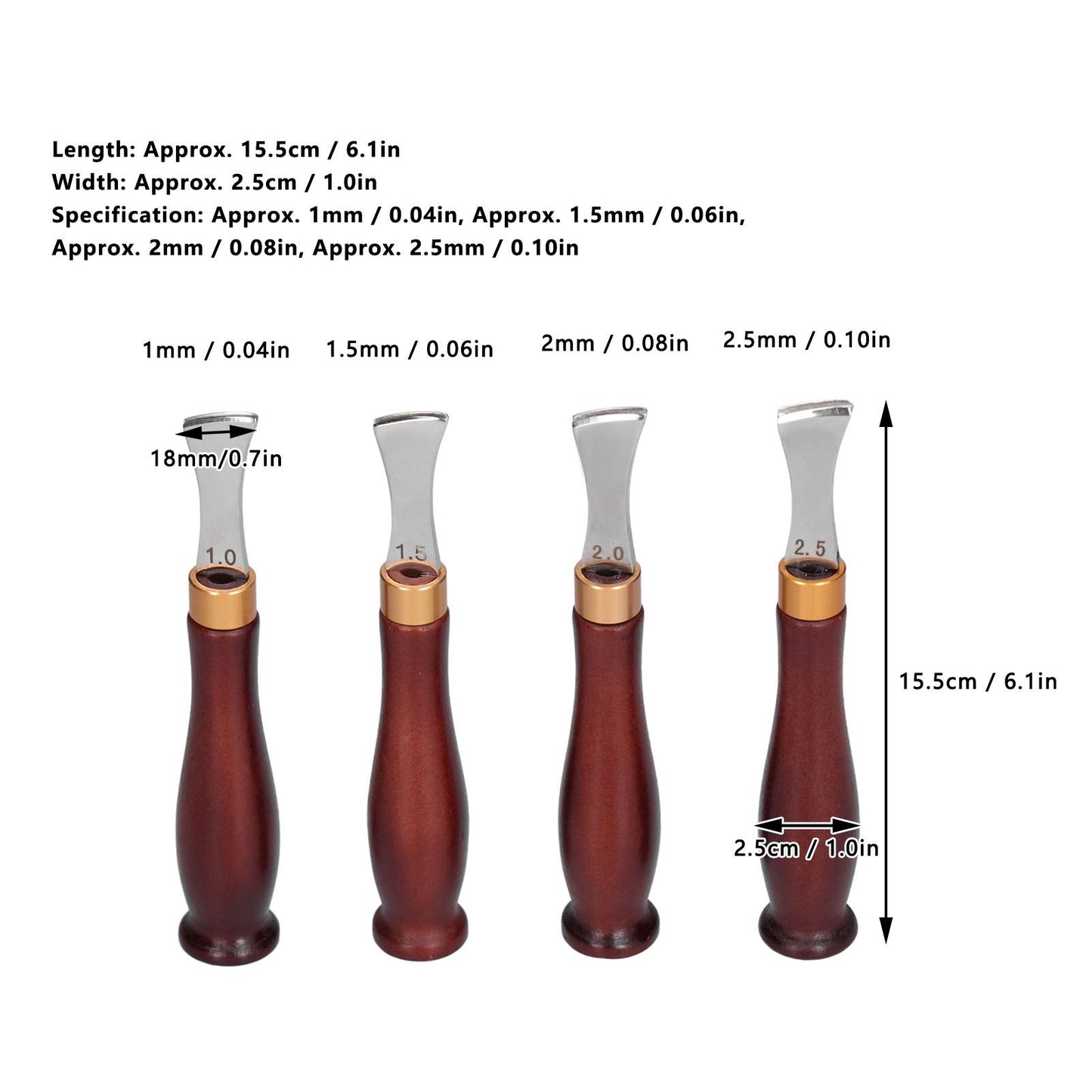 4pcs Leather Edgers Sharp Professional Trimming Working Kit with Wooden Handle for DIY Craft Leather Cutting V1294-YM0523-3111210398111