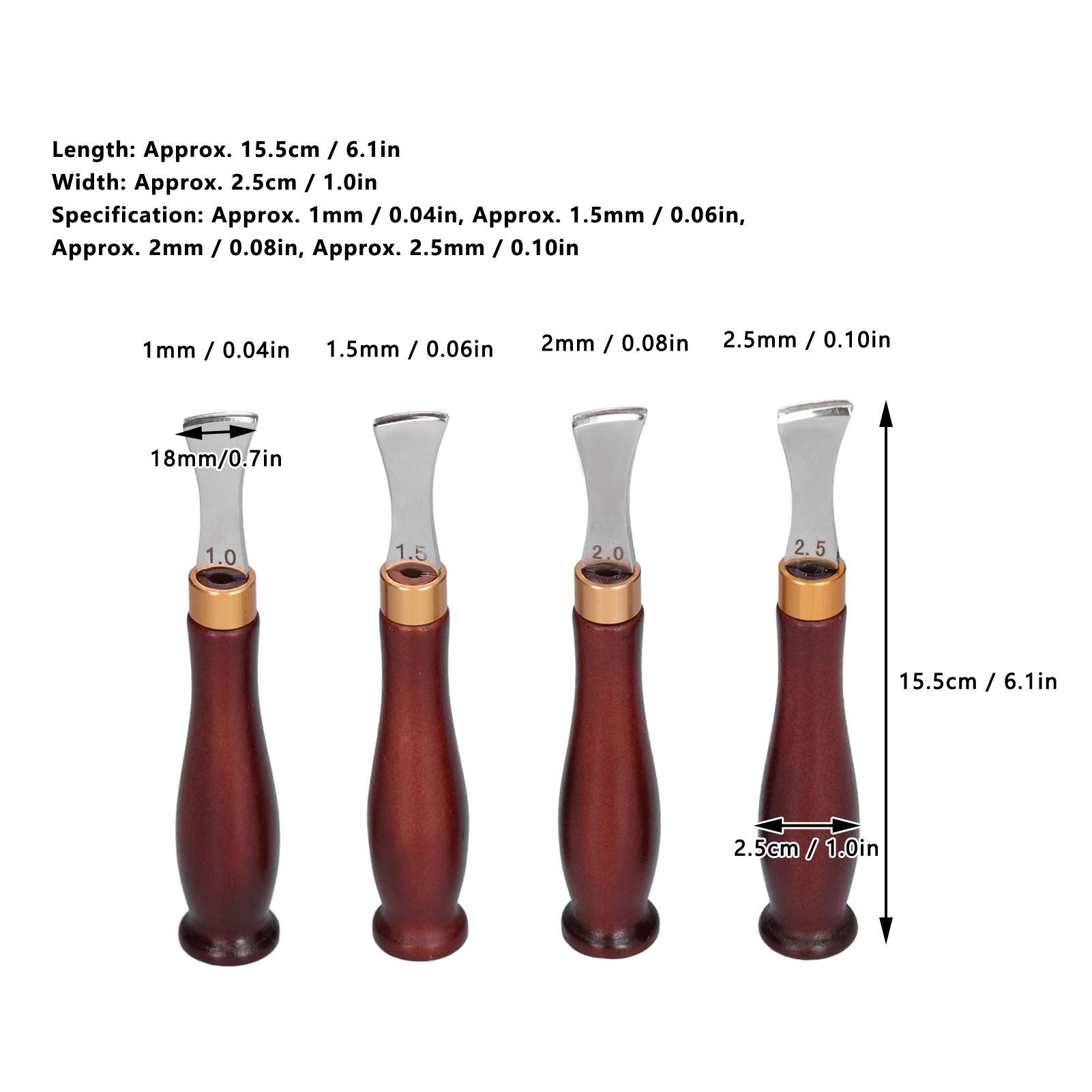 4pcs Leather Edgers Sharp Professional Trimming Working Kit with Wooden Handle for DIY Craft Leather Cutting V1294-YM0523-3111210398111