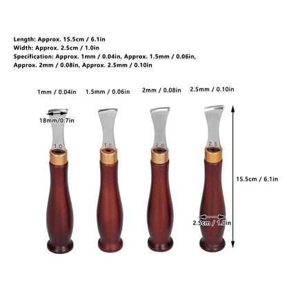 4pcs Leather Edgers Sharp Professional Trimming Working Kit with Wooden Handle for DIY Craft Leather Cutting V1294-YM0523-3111210398111