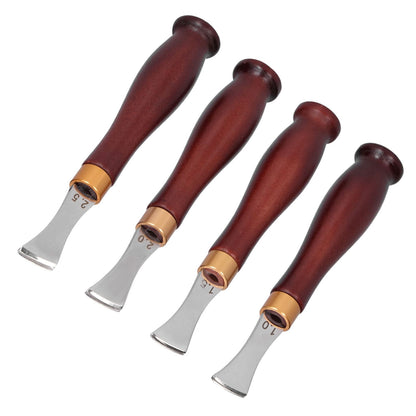 4pcs Leather Edgers Sharp Professional Trimming Working Kit with Wooden Handle for DIY Craft Leather Cutting V1294-YM0523-3111210398111