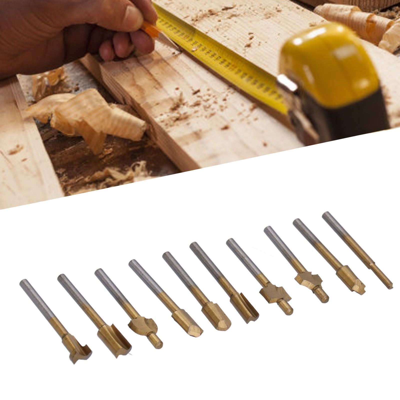 10pcs Carpentry Router Bits Carbide Rotary Burr Set for DIY Woodworking Carving Engraving Drilling V1294-YM0523-3111210398211