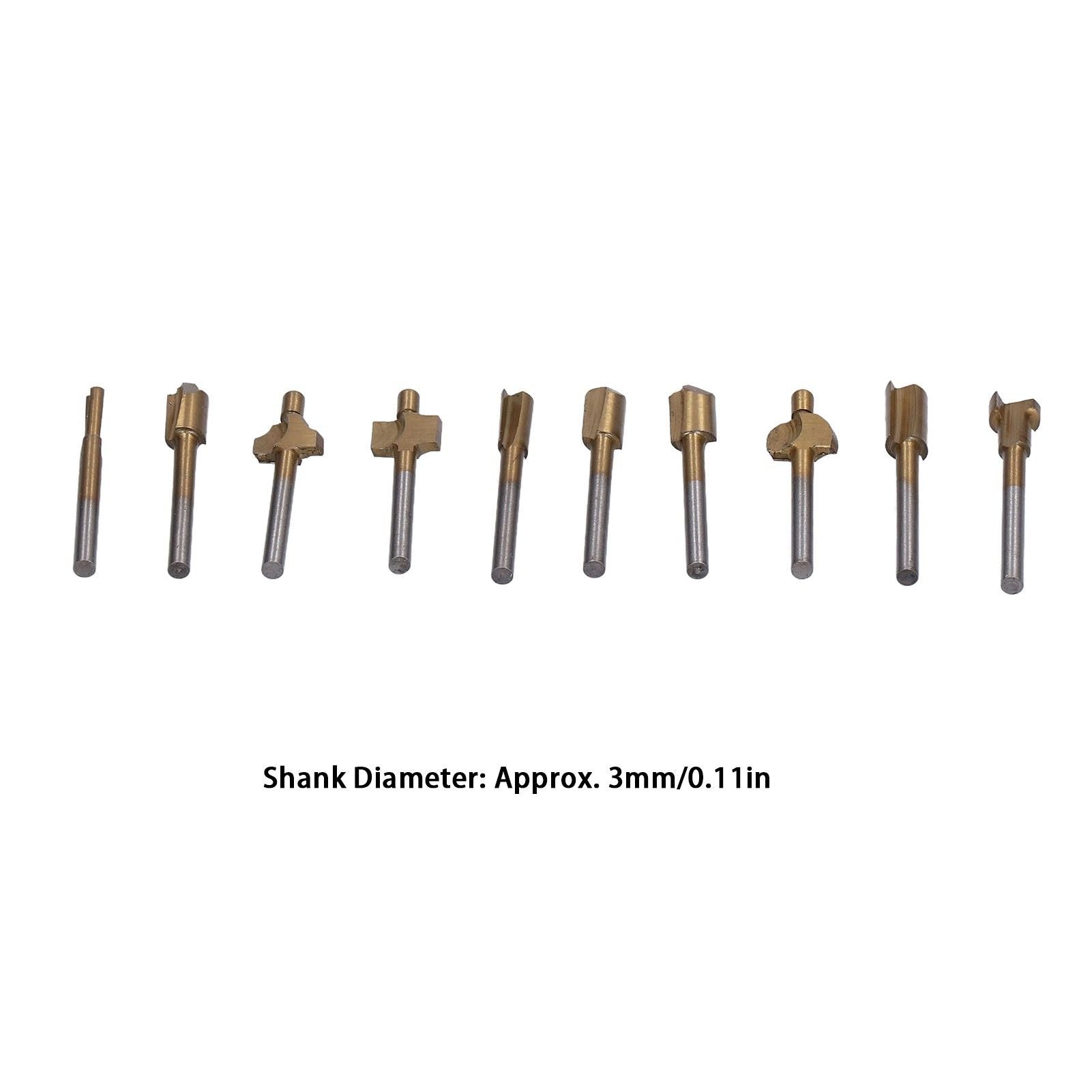 10pcs Carpentry Router Bits Carbide Rotary Burr Set for DIY Woodworking Carving Engraving Drilling V1294-YM0523-3111210398211