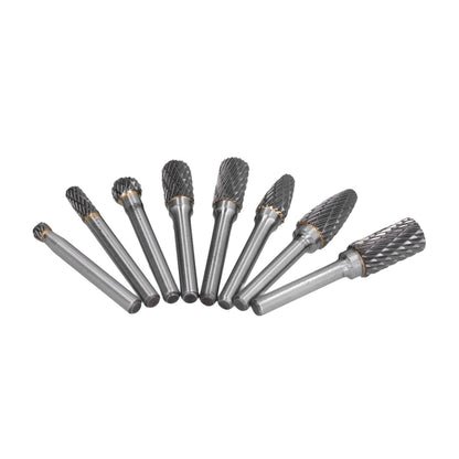 8pcs Tungsten Carbide Burr Bits Dia 6mm Rotary File Set for Wood Carving Metal Working V1294-YM0523-3111210398411