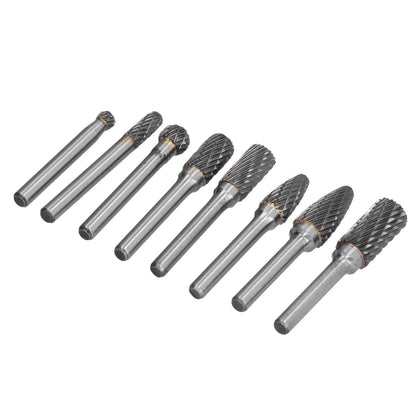 8pcs Tungsten Carbide Burr Bits Dia 6mm Rotary File Set for Wood Carving Metal Working V1294-YM0523-3111210398411