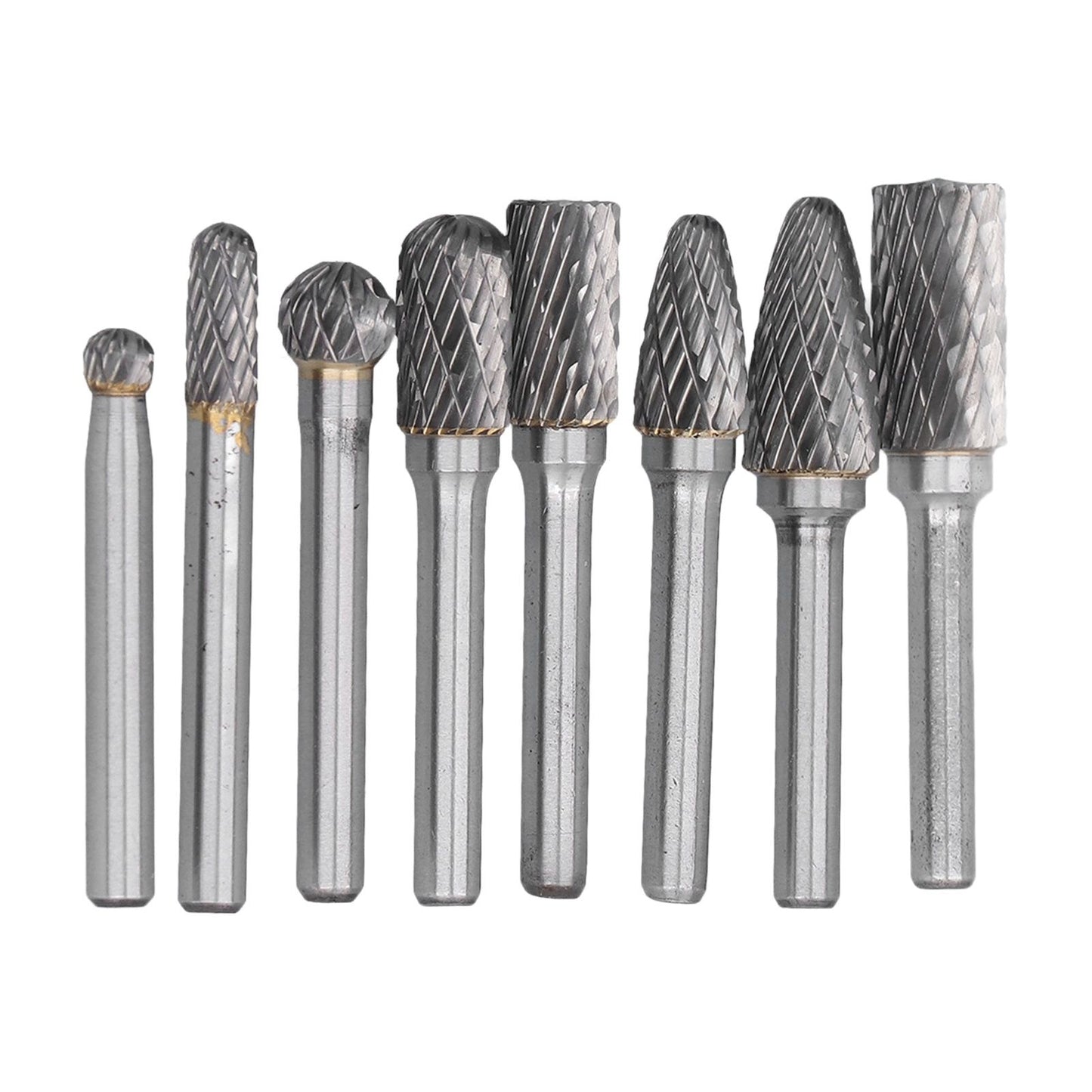 8pcs Tungsten Carbide Burr Bits Dia 6mm Rotary File Set for Wood Carving Metal Working V1294-YM0523-3111210398411
