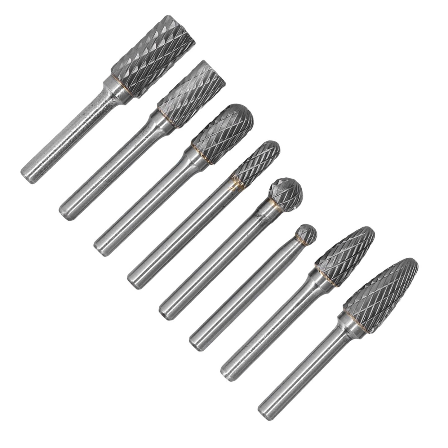 8pcs Tungsten Carbide Burr Bits Dia 6mm Rotary File Set for Wood Carving Metal Working V1294-YM0523-3111210398411
