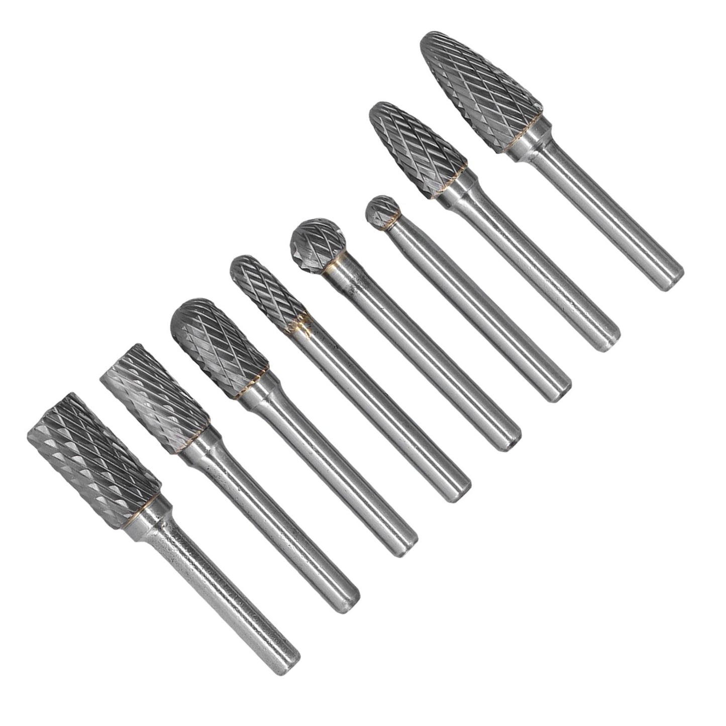 8pcs Tungsten Carbide Burr Bits Dia 6mm Rotary File Set for Wood Carving Metal Working V1294-YM0523-3111210398411