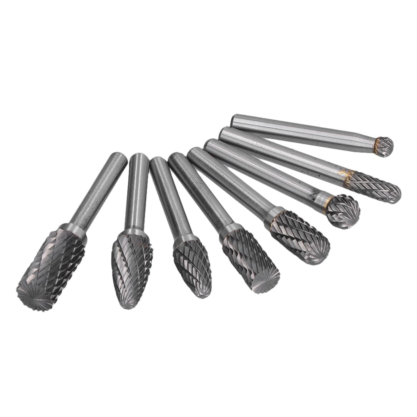 8pcs Tungsten Carbide Burr Bits Dia 6mm Rotary File Set for Wood Carving Metal Working V1294-YM0523-3111210398411