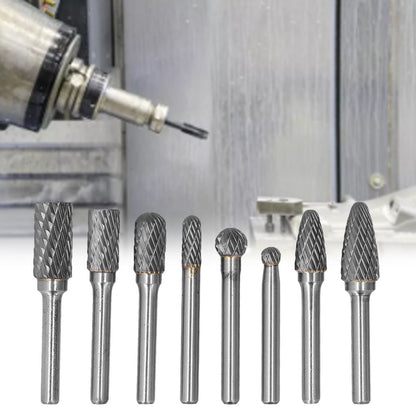 8pcs Tungsten Carbide Burr Bits Dia 6mm Rotary File Set for Wood Carving Metal Working V1294-YM0523-3111210398411