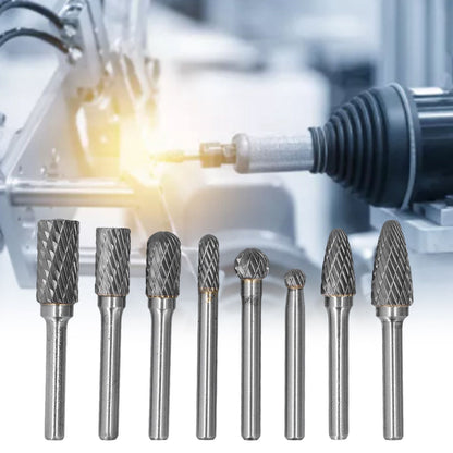8pcs Tungsten Carbide Burr Bits Dia 6mm Rotary File Set for Wood Carving Metal Working V1294-YM0523-3111210398411