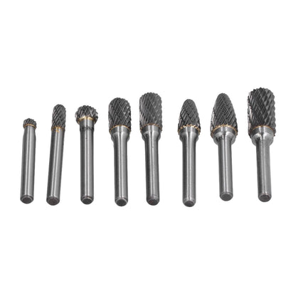 8pcs Tungsten Carbide Burr Bits Dia 6mm Rotary File Set for Wood Carving Metal Working V1294-YM0523-3111210398411