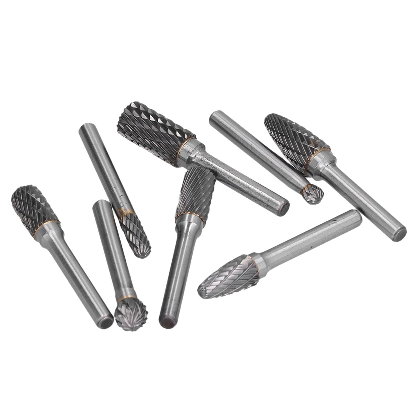 8pcs Tungsten Carbide Burr Bits Dia 6mm Rotary File Set for Wood Carving Metal Working V1294-YM0523-3111210398411