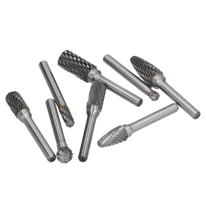 8pcs Tungsten Carbide Burr Bits Dia 6mm Rotary File Set for Wood Carving Metal Working V1294-YM0523-3111210398411