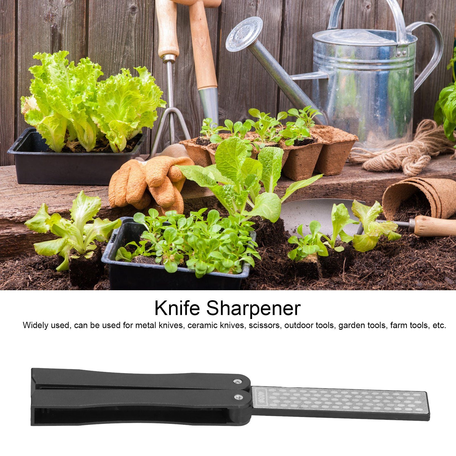 Knife Sharpener Double Sides Fan Shape Folding Mini Portable Whetstone for Outdoor Garden Farm Tools V1294-YM0523-3111210399111