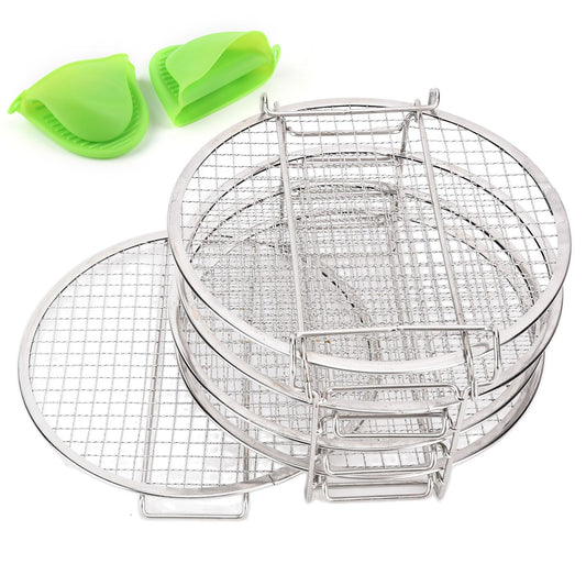 Stackable Dehydrator Rack Stainless Steel Drying Rack with Anti Scalding Gloves Fit for Ninja Foodi Fryer V1294-YM0523-3111210399311