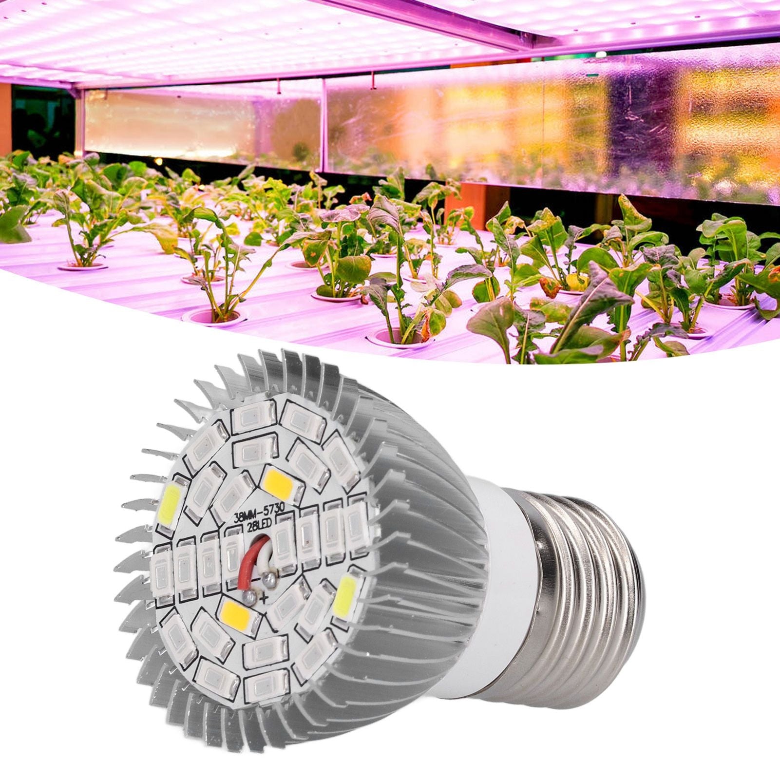 LED Grow Light Bulb Full Spectrum 28 LED E27 Socket Plant Light Bulb for Indoor Plants V1294-YM0523-3111210399811