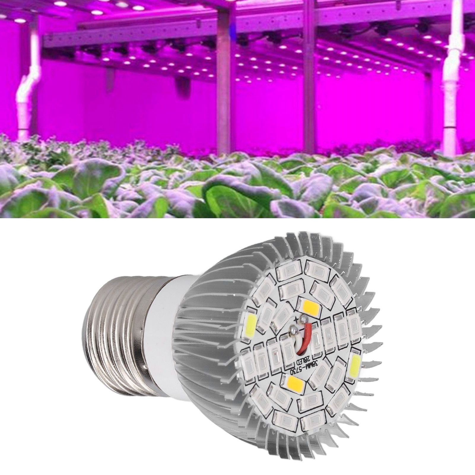 LED Grow Light Bulb Full Spectrum 28 LED E27 Socket Plant Light Bulb for Indoor Plants V1294-YM0523-3111210399811