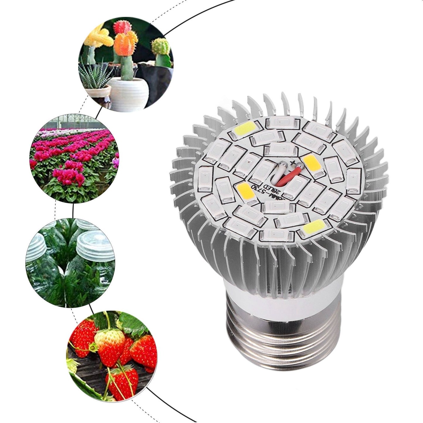 LED Grow Light Bulb Full Spectrum 28 LED E27 Socket Plant Light Bulb for Indoor Plants V1294-YM0523-3111210399811
