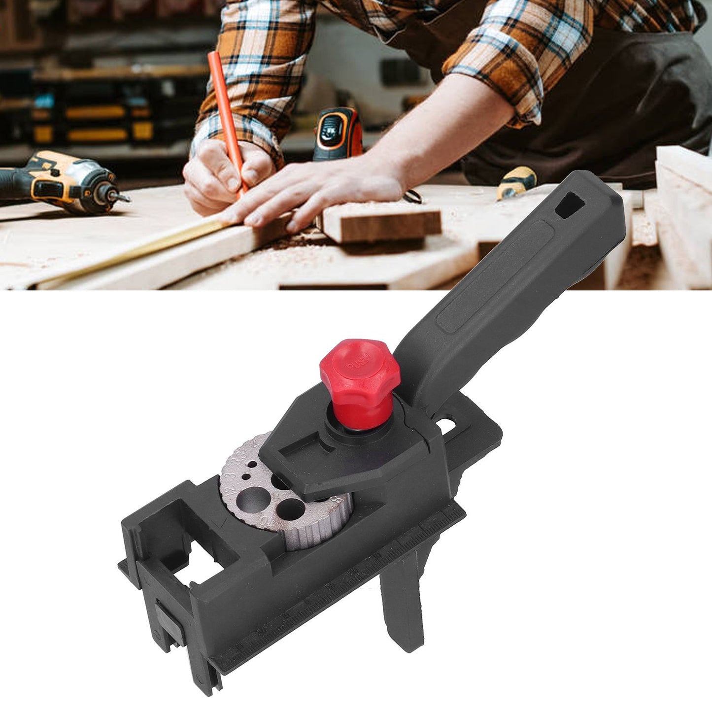 Handheld Dowel Jig Multifunction Flexible Adjustable Lightweight Portable Punch Locator V1294-YM0523-3111210400611